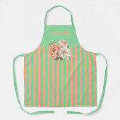 Mint Top met Sinaasappel Stripes Bloemen Schort (Voorkant)