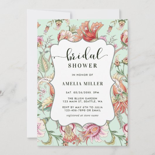 Mint | Tropical Fantasy Boho Floral Vrijgezellenfe Kaart (Voorkant)