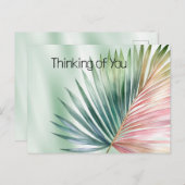 Mint Tropical Pink Green Leaf Briefkaart (Voorkant / Achterkant)