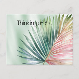 Mint Tropical Pink Green Leaf Briefkaart