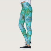 Mint Turquoise Abstracte Geometrische Patroon Legg Leggings (Links)