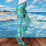 Mint Turquoise Abstracte Geometrische Patroon Legg Leggings<br><div class="desc">Een modern ontwerp met een Aztec geïnspireerd geometrisch betegeld patroon in blauwe turquoise,  blauwgroen en groene munt. U kunt het ontwerp schalen,  slepen of roteren als u wilt.</div>