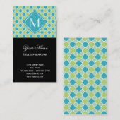 Mint Turquoise en Green Quatrefoil Pattern Visitekaartje (Voorkant / Achterkant)