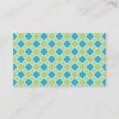 Mint Turquoise en Green Quatrefoil Pattern Visitekaartje (Achterkant)