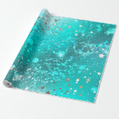 Mint Turquoise Foil Achtergrond Cadeaupapier (Uitgerold)