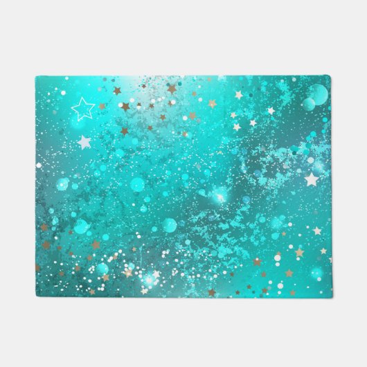 Mint Turquoise Foil Achtergrond Deurmat (Voorkant)