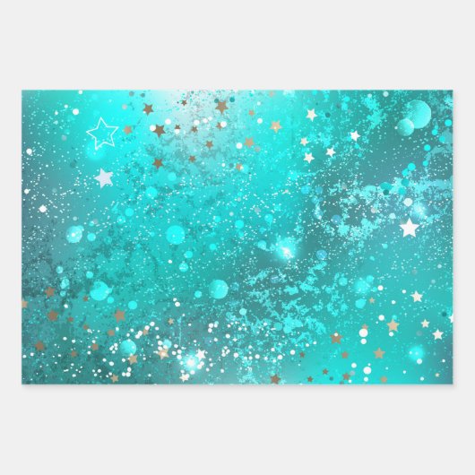Mint Turquoise Foil Achtergrond Inpakpapier Vel (Voorkant 2)
