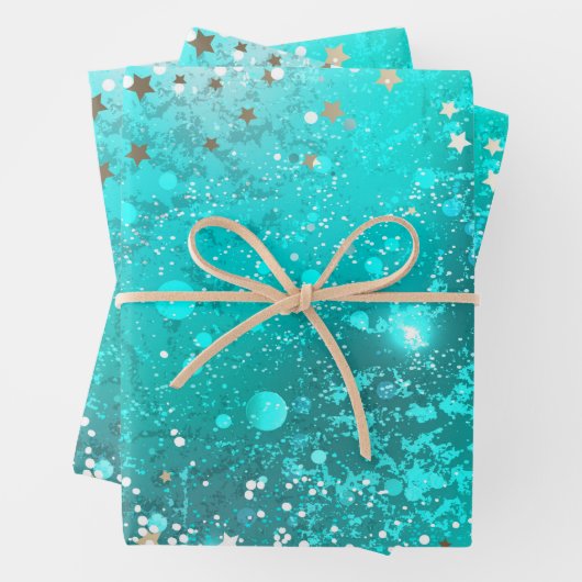 Mint Turquoise Foil Achtergrond Inpakpapier Vel (In situ)