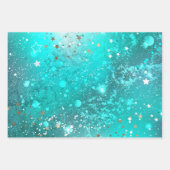 Mint Turquoise Foil Achtergrond Inpakpapier Vel (Voorkant)