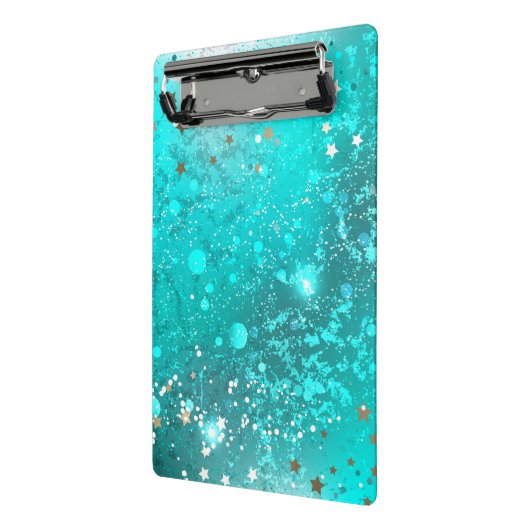 Mint Turquoise Foil Achtergrond Mini Klembord (Angled2)