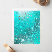 Mint Turquoise Foil Achtergrond Notitiekaartje (Voorkant / Achterkant in situ)