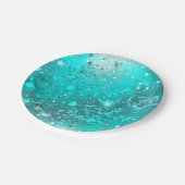 Mint Turquoise Foil Achtergrond Papieren Bordje (Gekanteld)