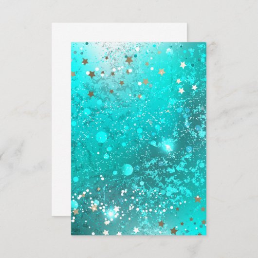 Mint Turquoise Foil Achtergrond RSVP Kaartje (Voorkant / Achterkant)