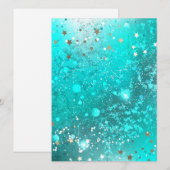 Mint Turquoise Foil Achtergrond Save The Date (Voorkant / Achterkant)