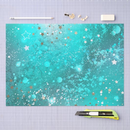 Mint Turquoise Foil Achtergrond Tissuepapier (Craft)