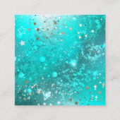 Mint Turquoise Foil Achtergrond Vierkante Visitekaartje (Voorkant)