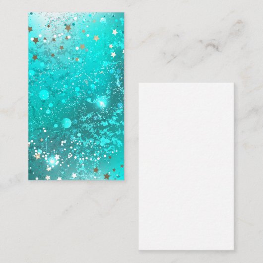 Mint Turquoise Foil Achtergrond Visitekaartje (Voorkant / Achterkant)