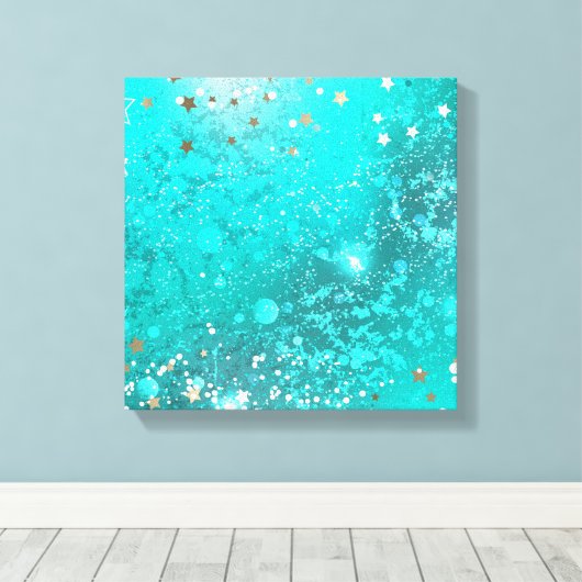 Mint Turquoise Folie Achtergrond Canvas Afdruk (Insitu (Houten vloer))