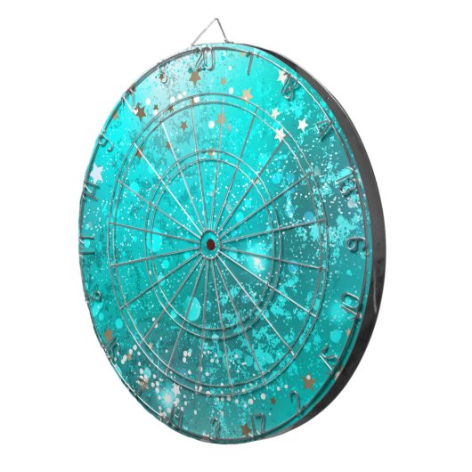Mint Turquoise Folie Achtergrond Dartbord (Voorkant Rechts)