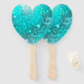 Mint Turquoise Folie Achtergrond Handwaaier (Voorkant en achterkant)