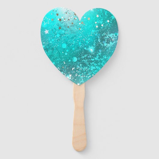 Mint Turquoise Folie Achtergrond Handwaaier (Voorkant)