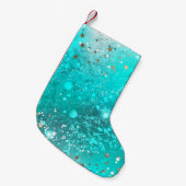 Mint Turquoise Folie Achtergrond Kleine Kerstsok (Voorkant (Hangend))