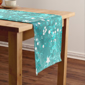 Mint Turquoise Folie Achtergrond Korte Tafelloper (Voorbeeld)