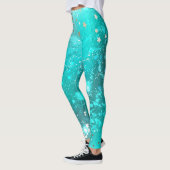Mint Turquoise Folie Achtergrond Leggings (Links)