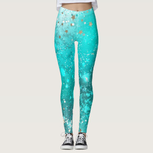 Mint Turquoise Folie Achtergrond Leggings