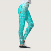 Mint Turquoise Folie Achtergrond Leggings (Rechts)