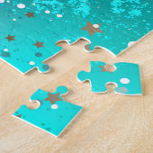 Mint Turquoise Folie Achtergrond Legpuzzel (Zijkant)