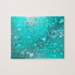 Mint Turquoise Folie Achtergrond Legpuzzel