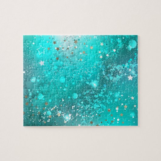 Mint Turquoise Folie Achtergrond Legpuzzel (Horizontaal)