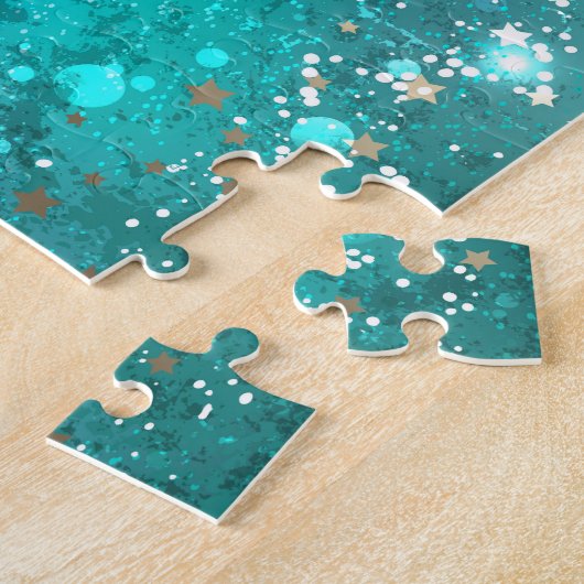 Mint Turquoise Folie Achtergrond Legpuzzel (Zijkant)