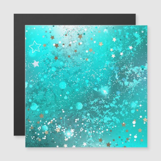 Mint Turquoise Folie Achtergrond Magnetische Uitnodiging (Voorkant / Achterkant)