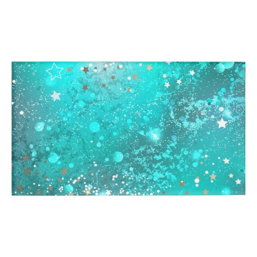 Mint Turquoise Folie Achtergrond Naambadge (Voorkant)