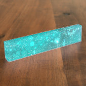 Mint Turquoise Folie Achtergrond Naambordje (Zijkant)