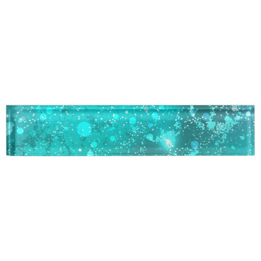Mint Turquoise Folie Achtergrond Naambordje (Voorkant)