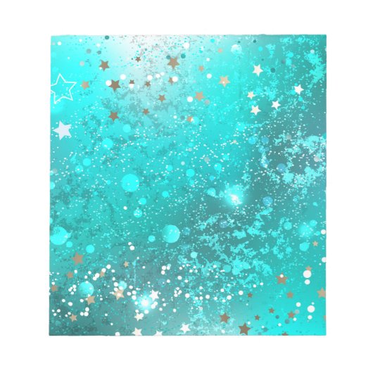 Mint Turquoise Folie Achtergrond Notitieblok (Voorkant)