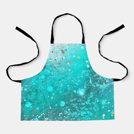 Mint Turquoise Folie Achtergrond Schort (Voorkant)