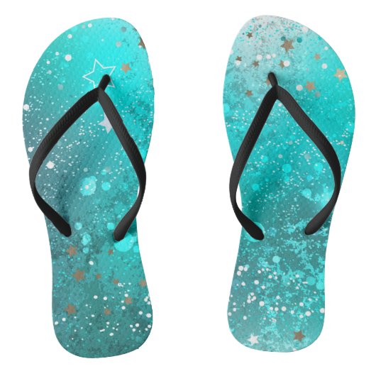 Mint Turquoise Folie Achtergrond Teenslippers (Voetbed)