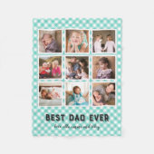 Mint Turquoise Gingham Best Dad ever Photo Collage Fleece Deken (Voorkant)