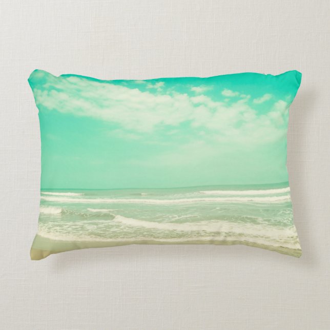 Mint turquoise retro strand background,,beac accent kussen (Voorkant)