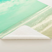 Mint turquoise retro strand background,,beac sherpa deken (3/4)