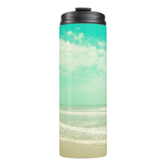 Mint turquoise retro strand background,,beac thermosbeker (Voorkant)