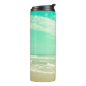 Mint turquoise retro strand background,,beac thermosbeker (Gedraaid links)