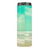 Mint turquoise retro strand background,,beac thermosbeker (Achterkant)