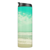 Mint turquoise retro strand background,,beac thermosbeker (Geroteerd rechts)