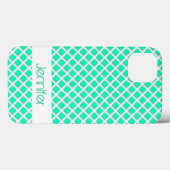 Mint Turquoise Schuinstaande Vierkanten Naam Perso Case-Mate iPhone Case (Achterkant (horizontaal))