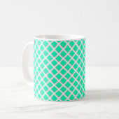 Mint Turquoise Tilted Squares Modern Pattern Koffiemok (Voorkant links)